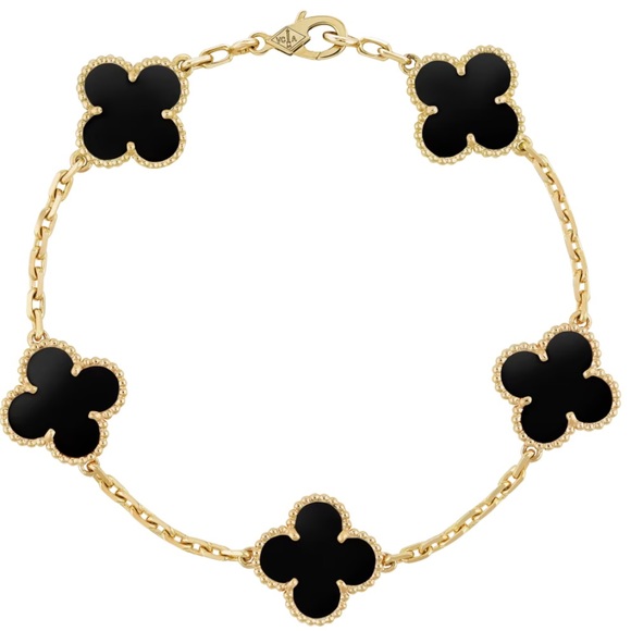Van Cleef & Arpels Jewelry - Van Cleef Ariel's Vintage Alhambra bracelet 5 motifs in onyx